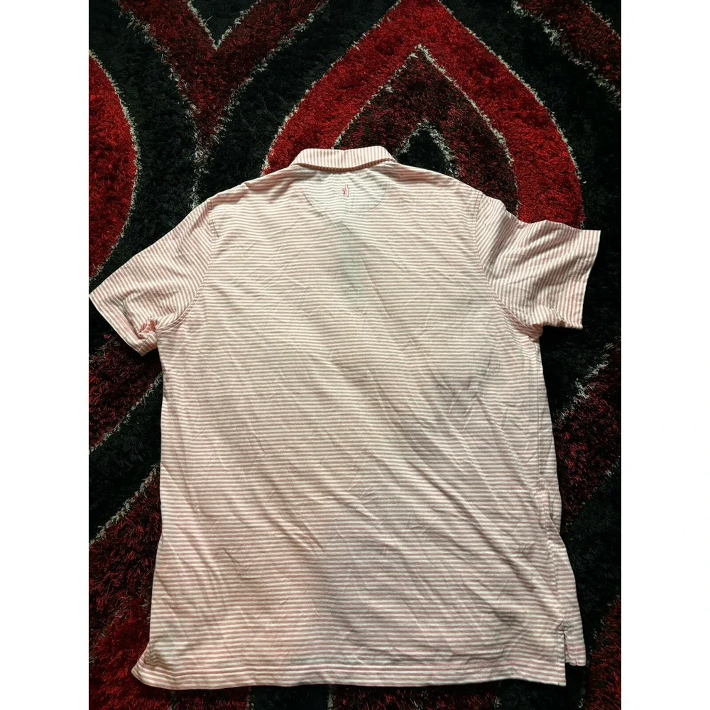 johnnie-O Warwick Striped Featherweight Performance Polo Sun Kissed Size XL